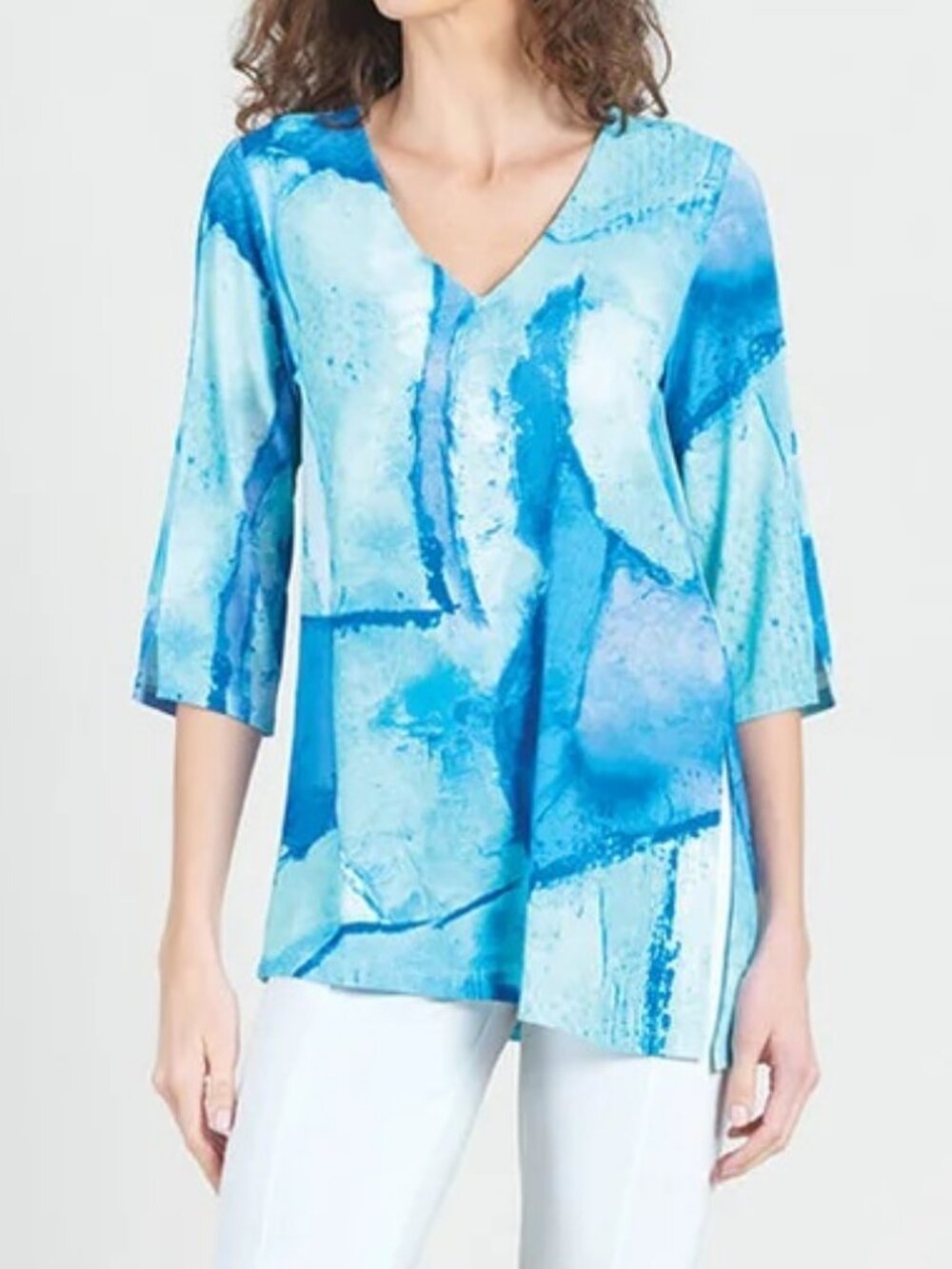 Clara Sun Woo Water Splash Asymmetrical Reverse Hi-Low Tunic Size Medium Artsy